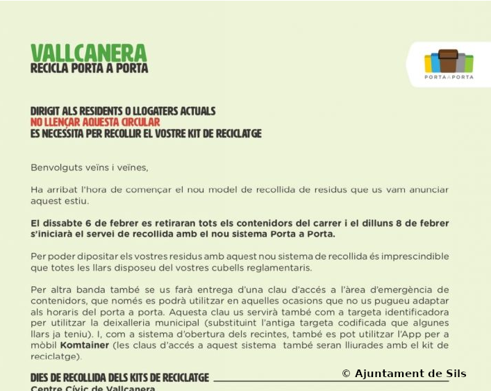 Model de carta que han rebut els veïns