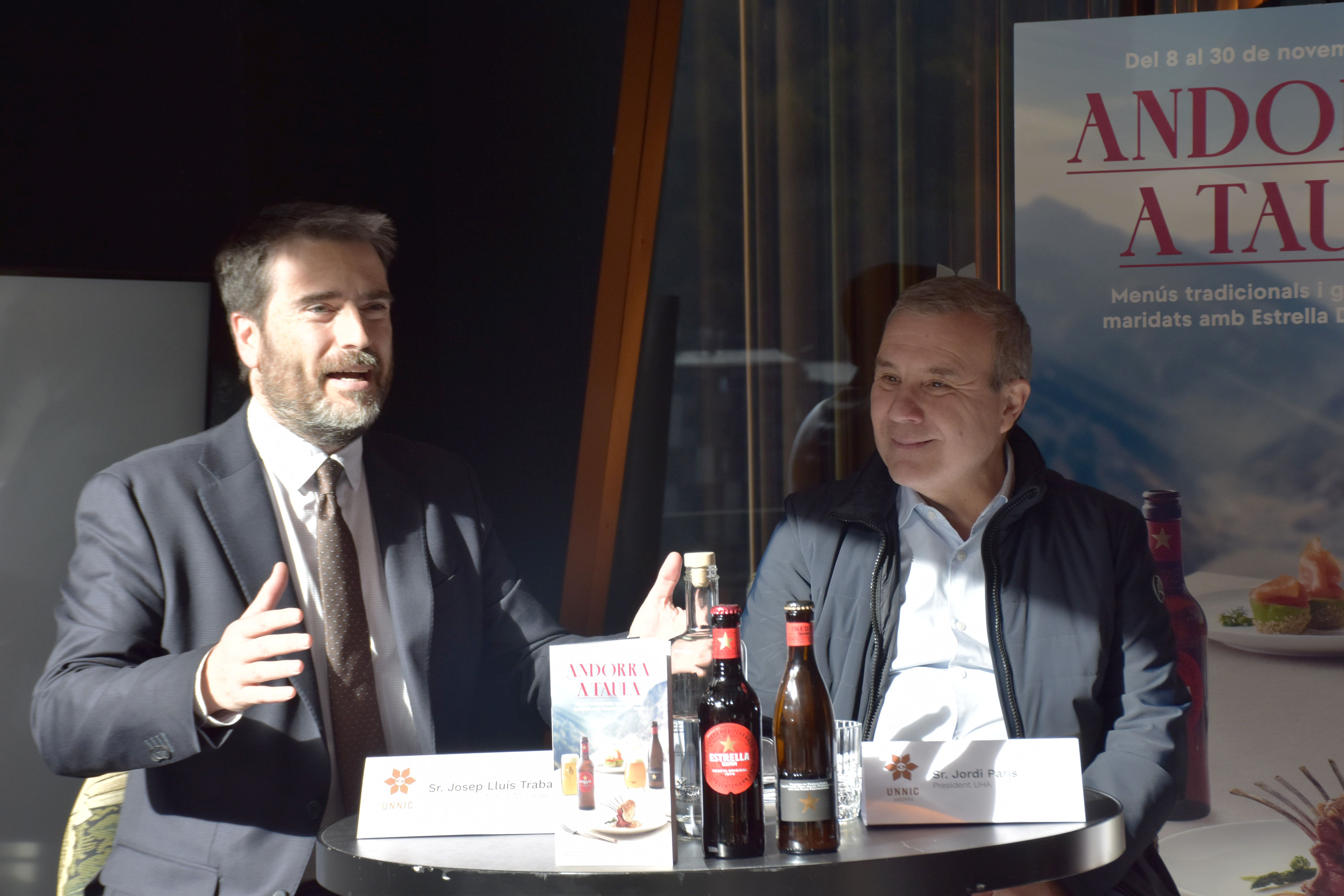 Josep Lluís Trabal y Jordi París durante la presentación del Andorra en Taula 2024