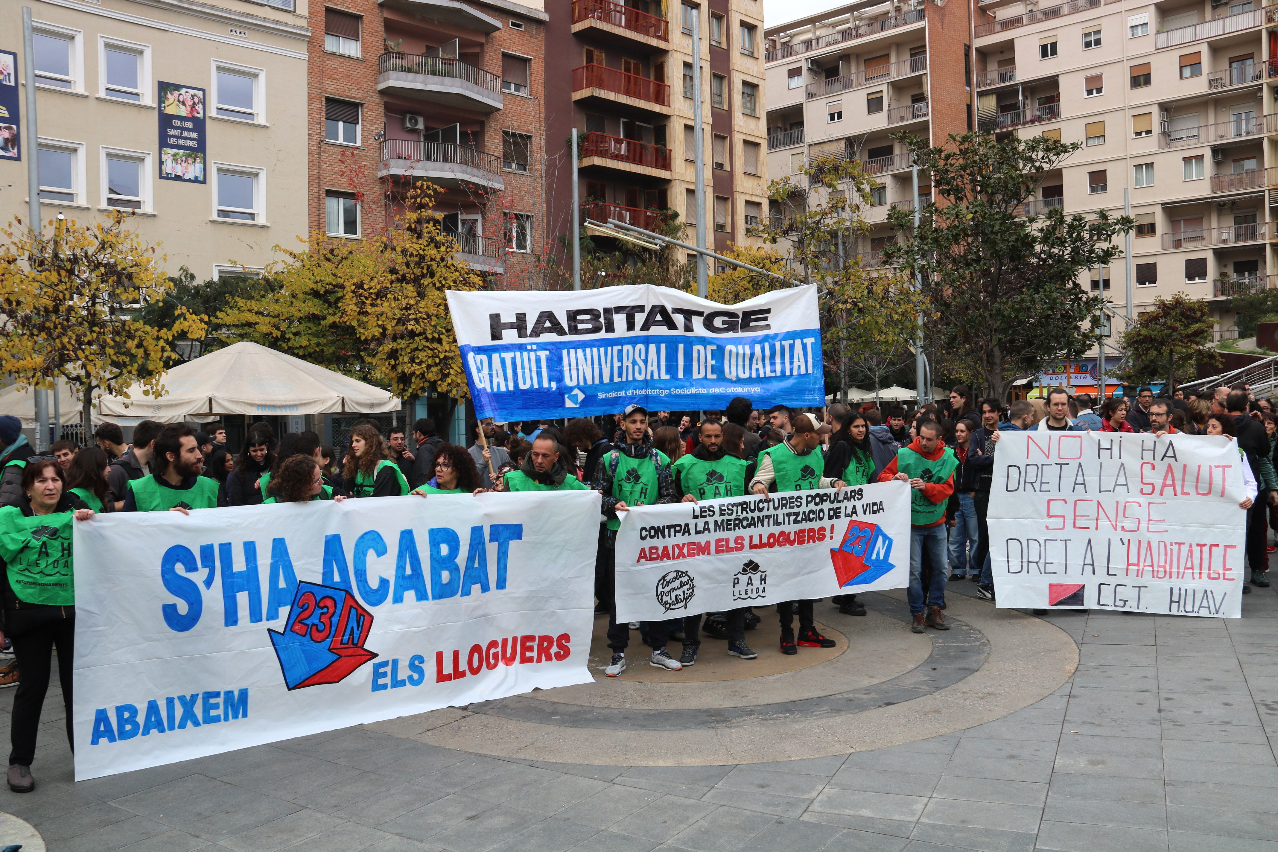 Manifestació contra els lloguers a Lleida