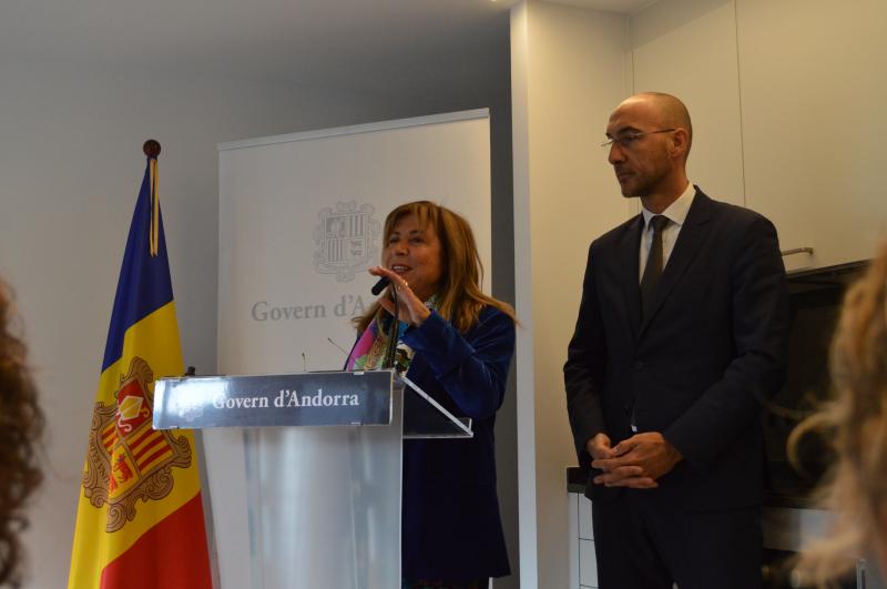 La ministra de Presidència, Economia, Treball i Habitatge, Conxita Marsol, i el secretari d'Estat d'Economia, Treball i Habitatge, Jordi Puy