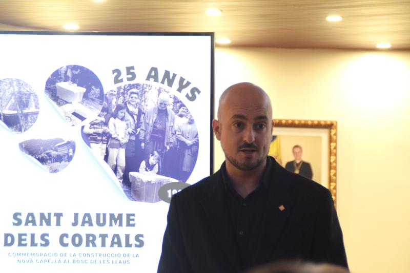 El cònsol menor d'Encamp, Xavier Fernández, durant la presentació del documental