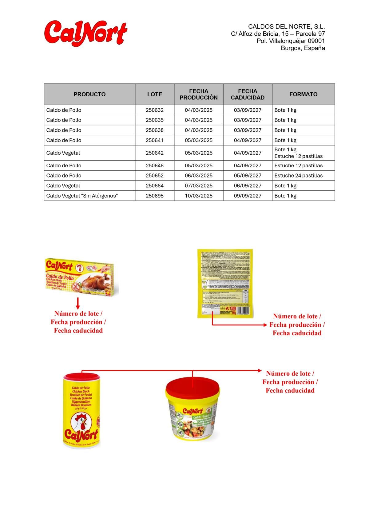 Productes Calnort afectats per una alerta sanitària per presència d'api 2