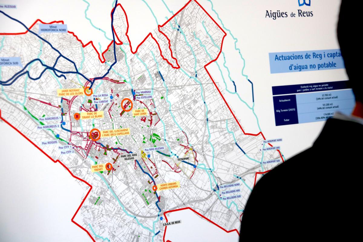 Mapa dels pous i mines municipals de Reus