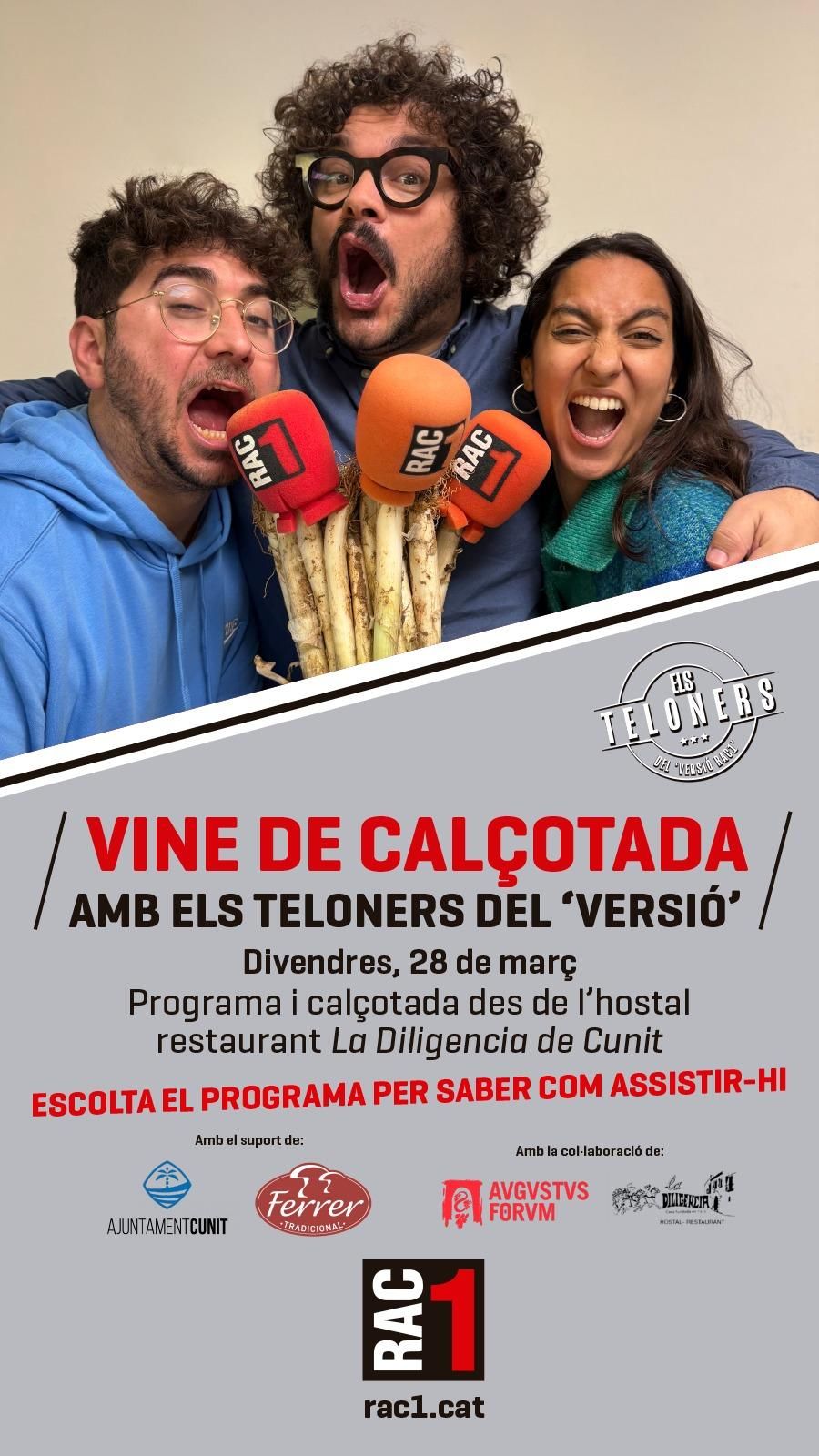Cunit acollirà la primera calçotada en directe del programa ‘Els Teloners’ - copia