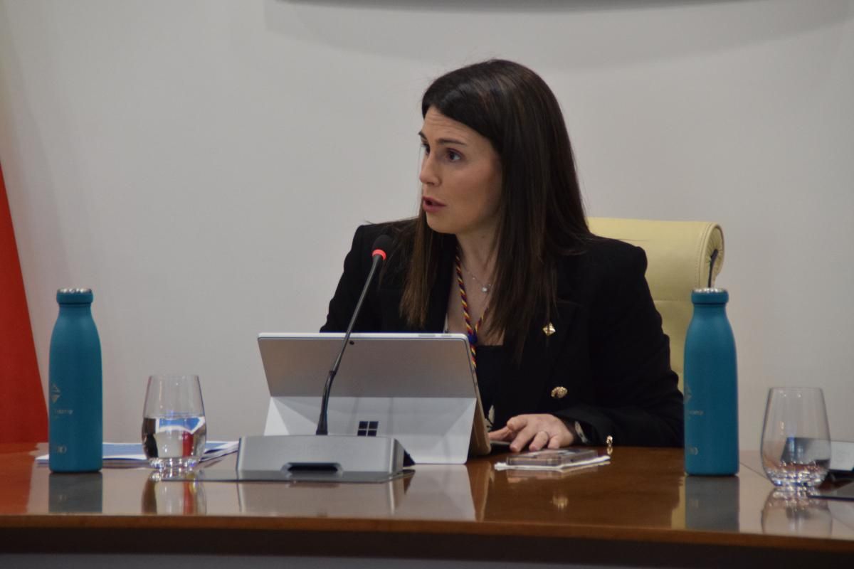 La cònsol d'Encamp, Laura Mas, en sessió de consell de comú