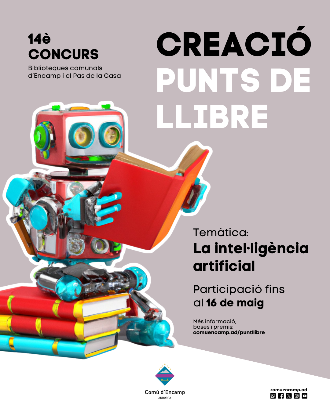 El cartell del 14è Concurs de punts de llibre de les biblioteques d'Encamp i el Pas de la Casa