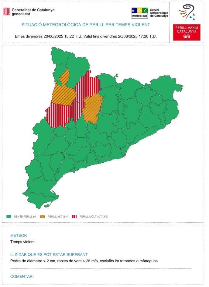 Avís per temps violent 20 de juny del 2025
