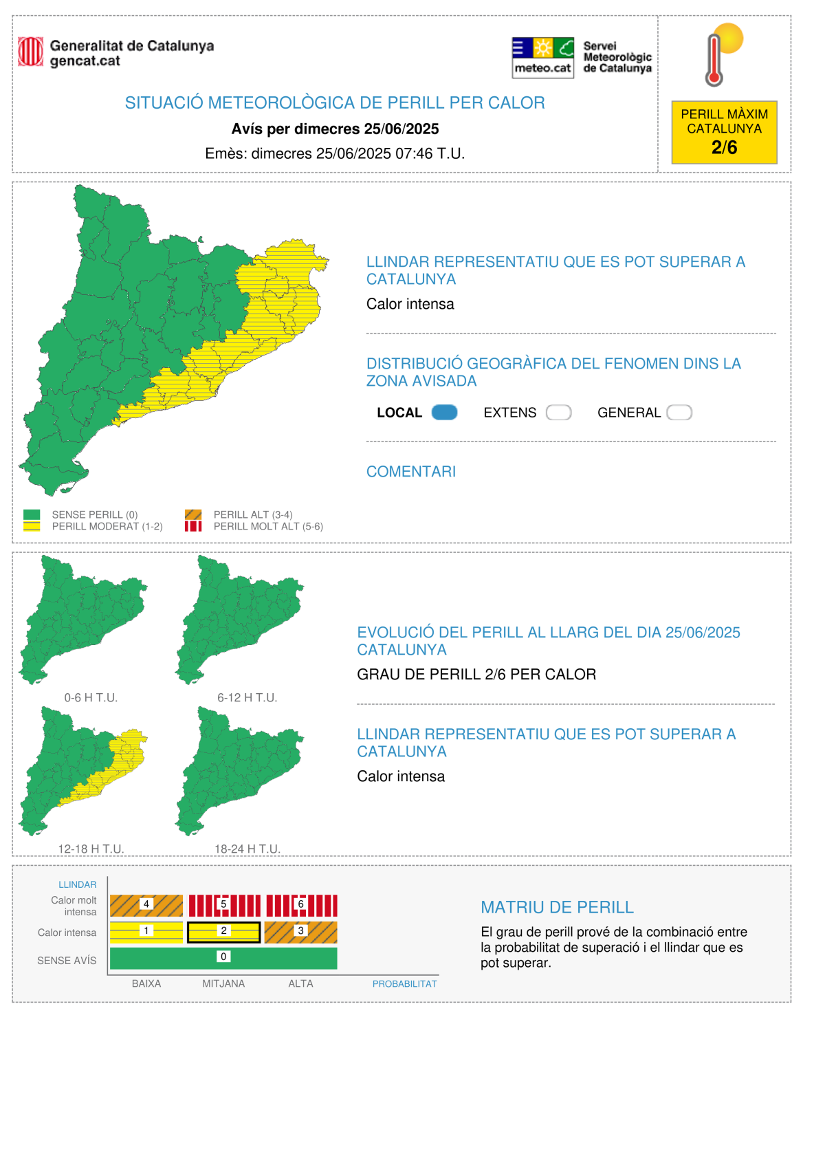 Mapa de alertas por calor intenso 25 de junio 2025