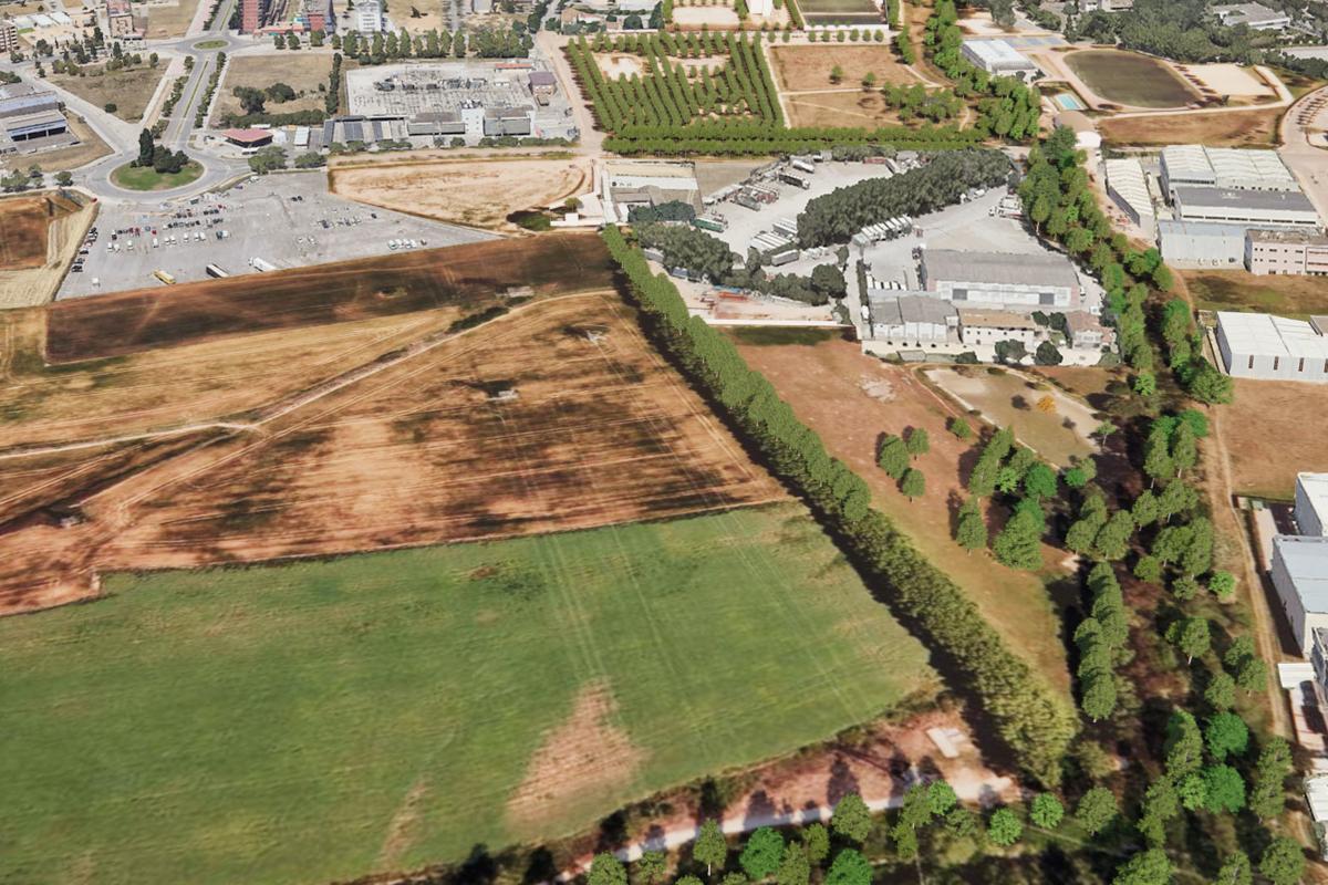 Render de la vista aèria sud de l'entorn de Girona del Campus de Salut