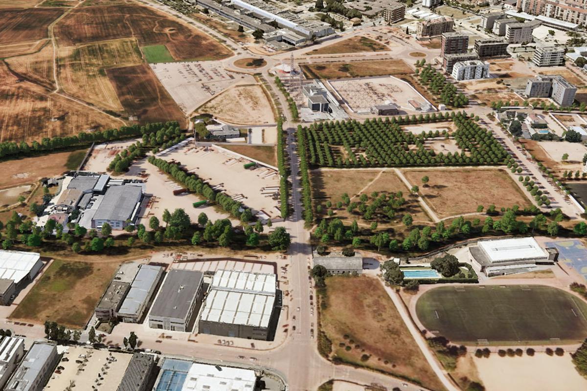Render de la vista aèria est de l'entorn de Girona del Campus de Salut