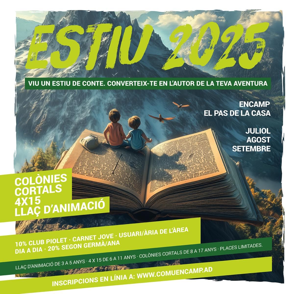 cartell promocional de les activitats d'estiu 2025 d'Encamp i el Pas de la Casa