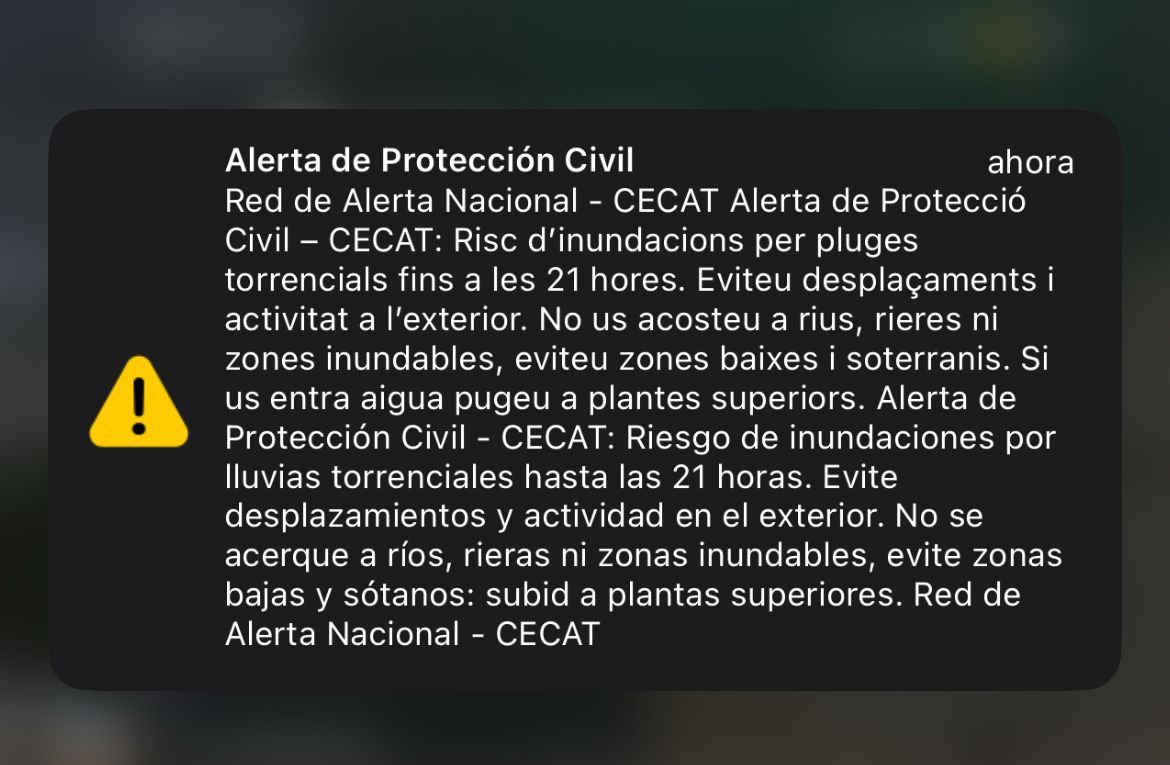 Missatge de Protecció Civil de la Generalitat Missatge de Protecció Civil de la Generalitat