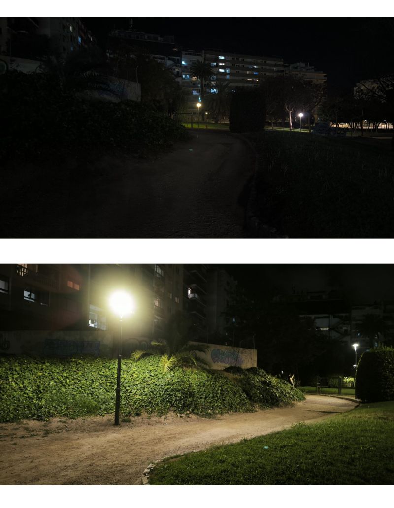 Abans i després dels canvis d'il·luminació al Parc de la Ciutat de Tarragona 4