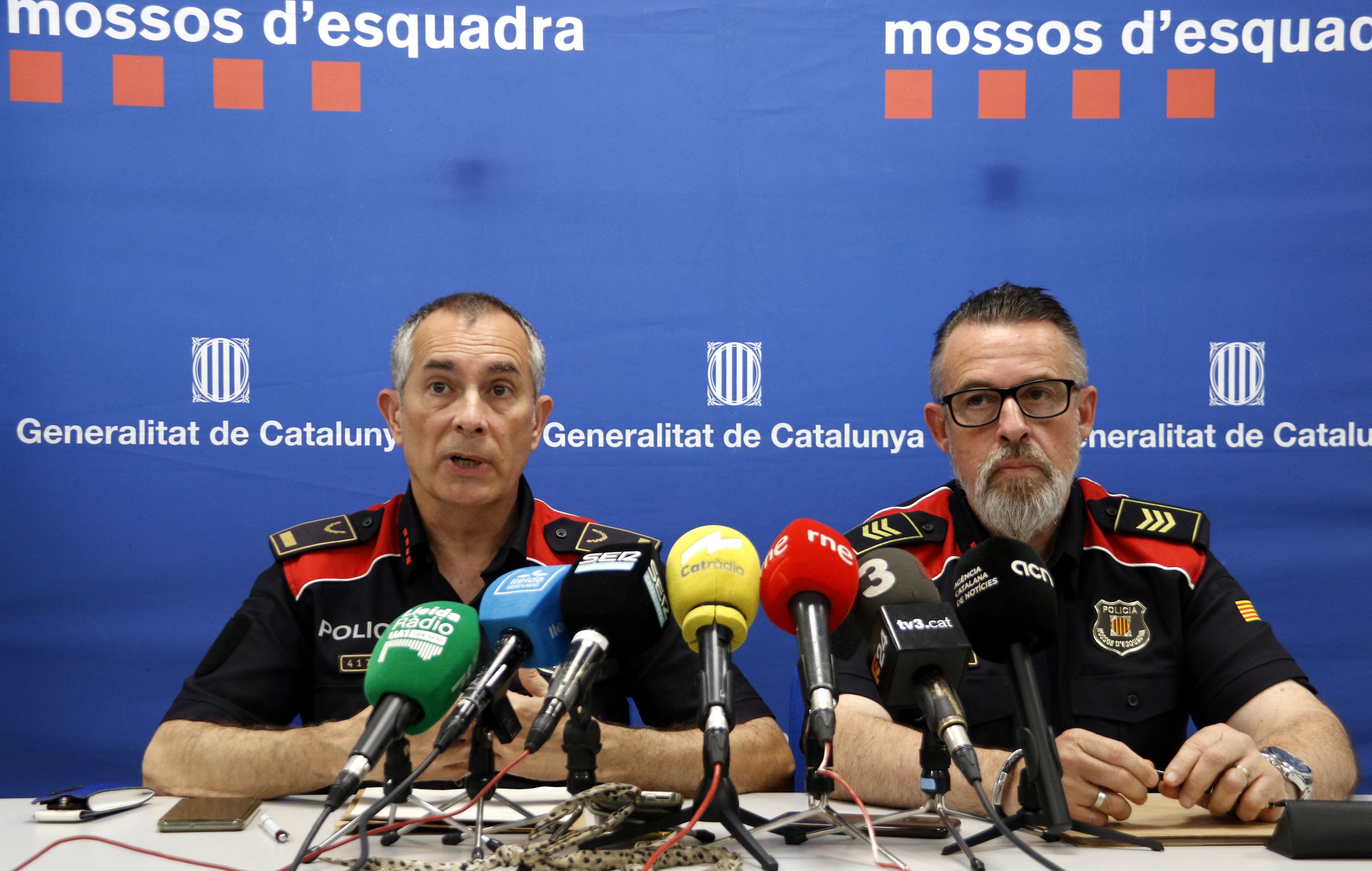 ACN / El cap de l'ABP Segrià, Xavier Ribelles, i el cap d'investigació de l'ABP Segrià, Jordi Fadurdo, en roda de premsa