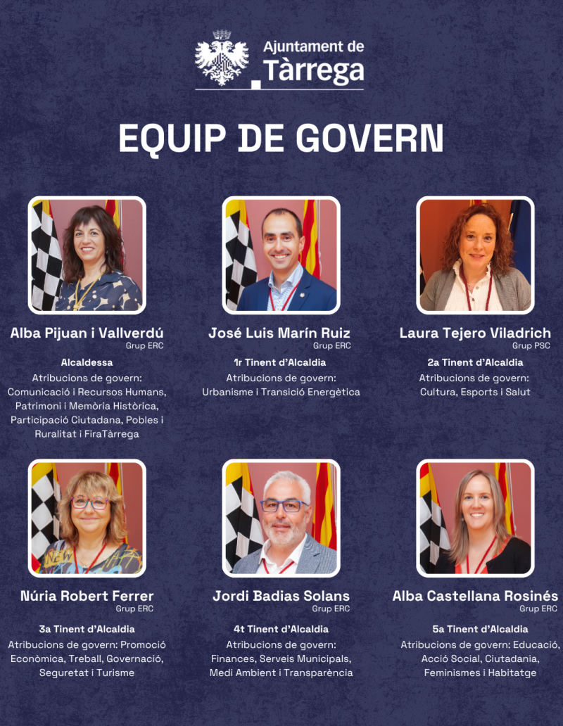Equip de govern de Tàrrega 2025 2026 Equip de govern de Tàrrega 2025 2026