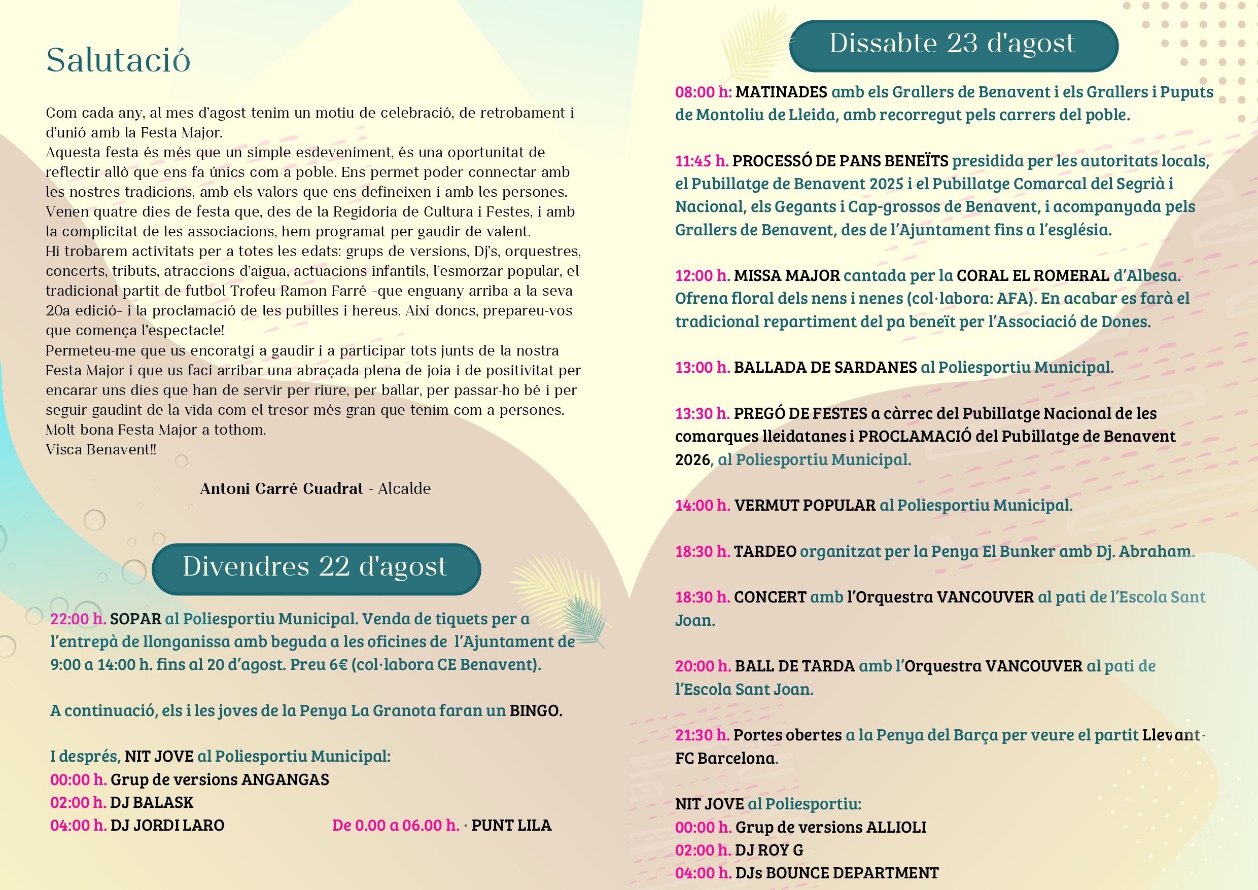 Programa Festa Major Benavent