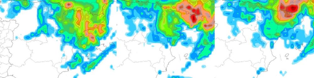 Evolució de les precipitacions el dilluns, 25 d'agost, segons el model ECMWF