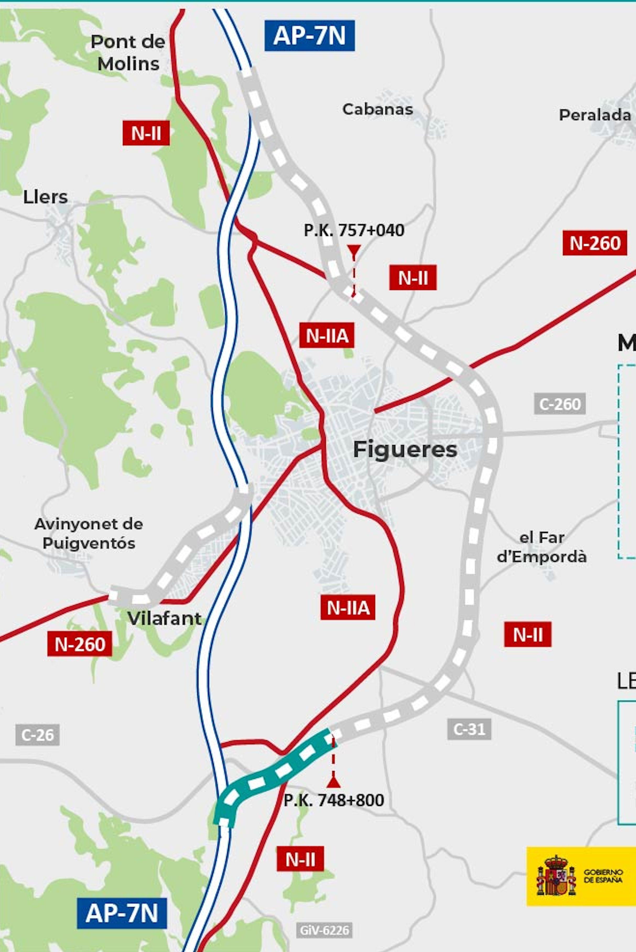 Croquis de la actuación para conectar la AP 7 con la variante de Figueres por el sur Croquis de la actuación para conectar la AP 7 con la variante de Figueres por el sur