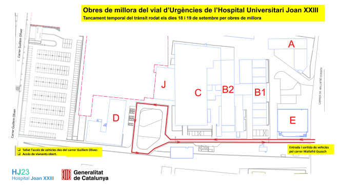 Plànol tancament vial urgències