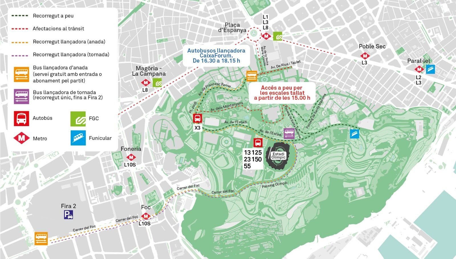 Possibilitat de transports per al Piromusical de la Mercè i el partit del Barça al Lluís Companys aquest diumenge, 28 de setembre