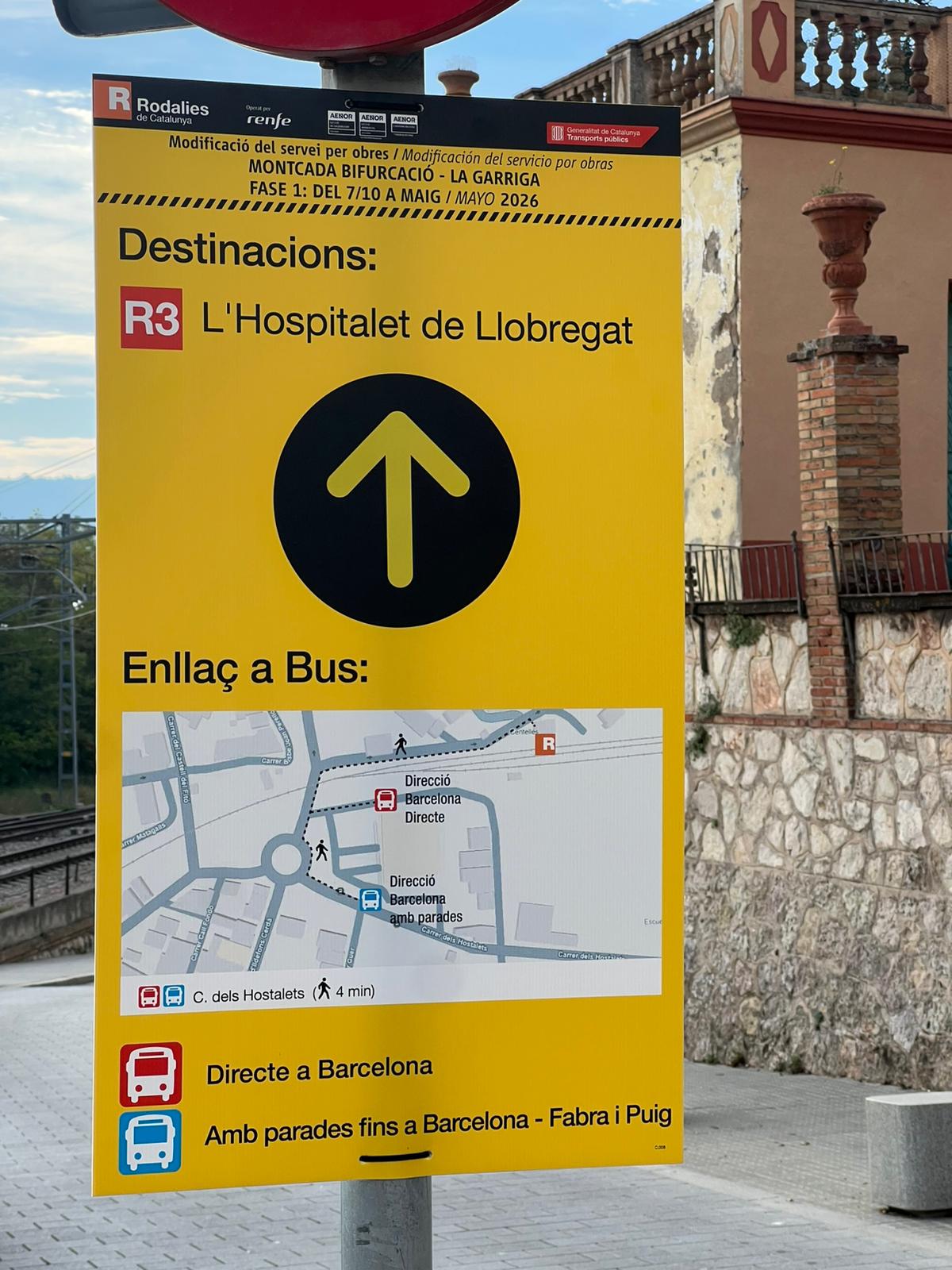 Cartell del tall ferroviari de l'R3