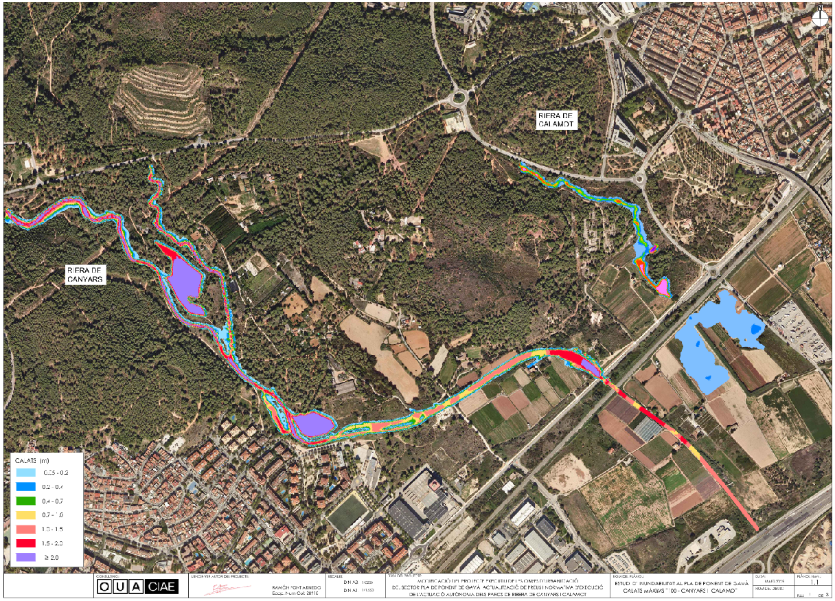 Situació futura d'inundabilitat prevista a Gavà