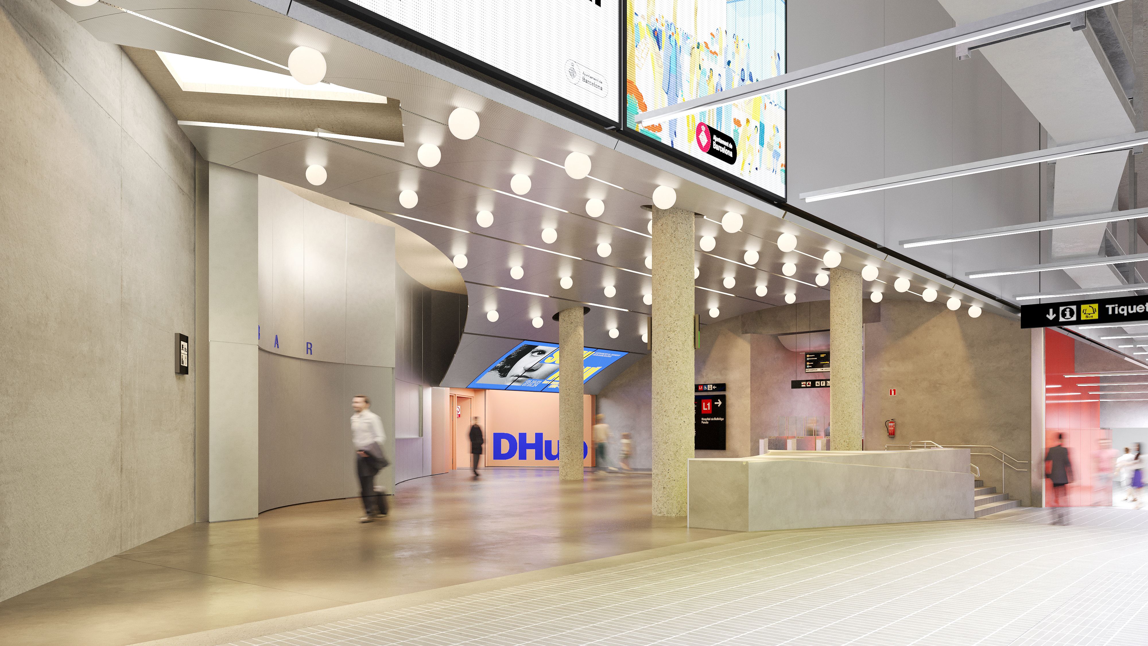 Nou vestíbul singular que connectarà el metro de Glòries amb l’interior del DHub 1