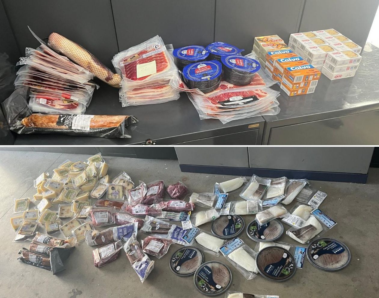 Els productes alimentaris furtats en supermercats de Tàrrega i Golmés, un cop recuperats pels Mossos d'Esquadra Els productes alimentaris furtats en supermercats de Tàrrega i Golmés, un cop recuperats pels Mossos d'Esquadra