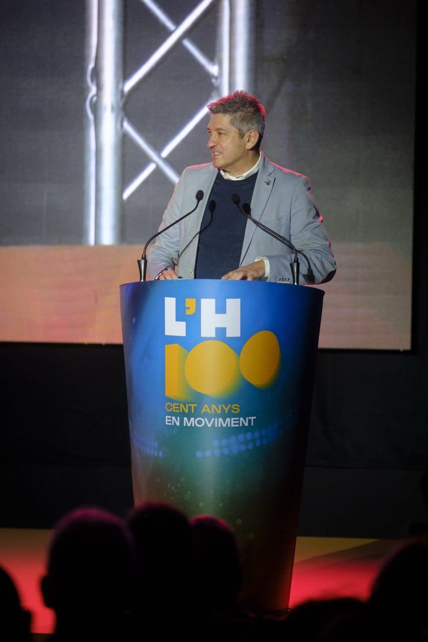 David Quirós, alcalde de l'Hospitalet, durant la Nit de l'Esport 2025