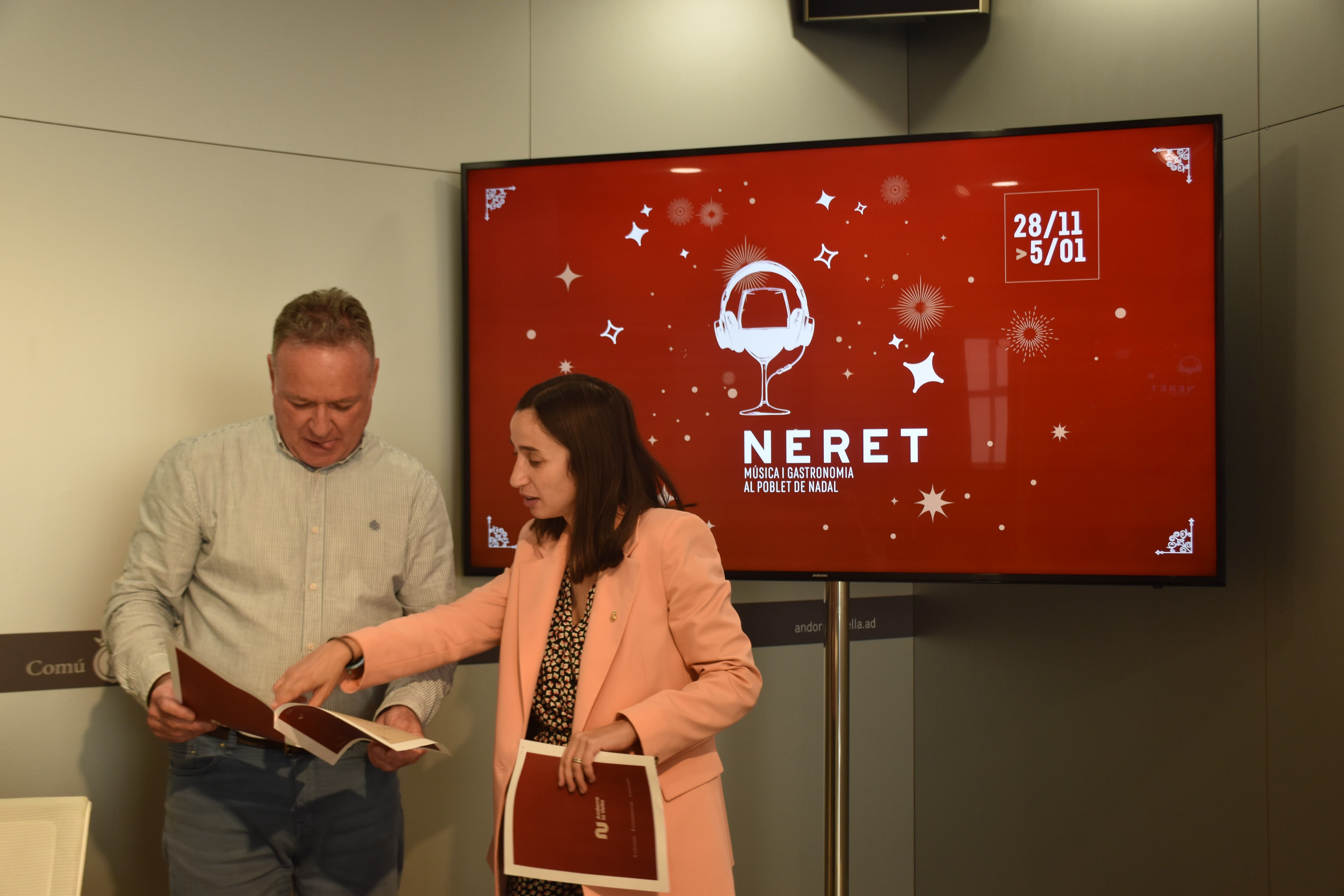 La cònsol menor, Olalla Losada, i el cap d'àrea de Cultura, Jan Cartes, durant la presentació del Neret 2025 | FOTO: D.M. (ANA)