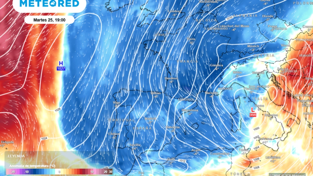 Nova entrada de fred polar des del nord a partir del dimarts, 25 de novembre