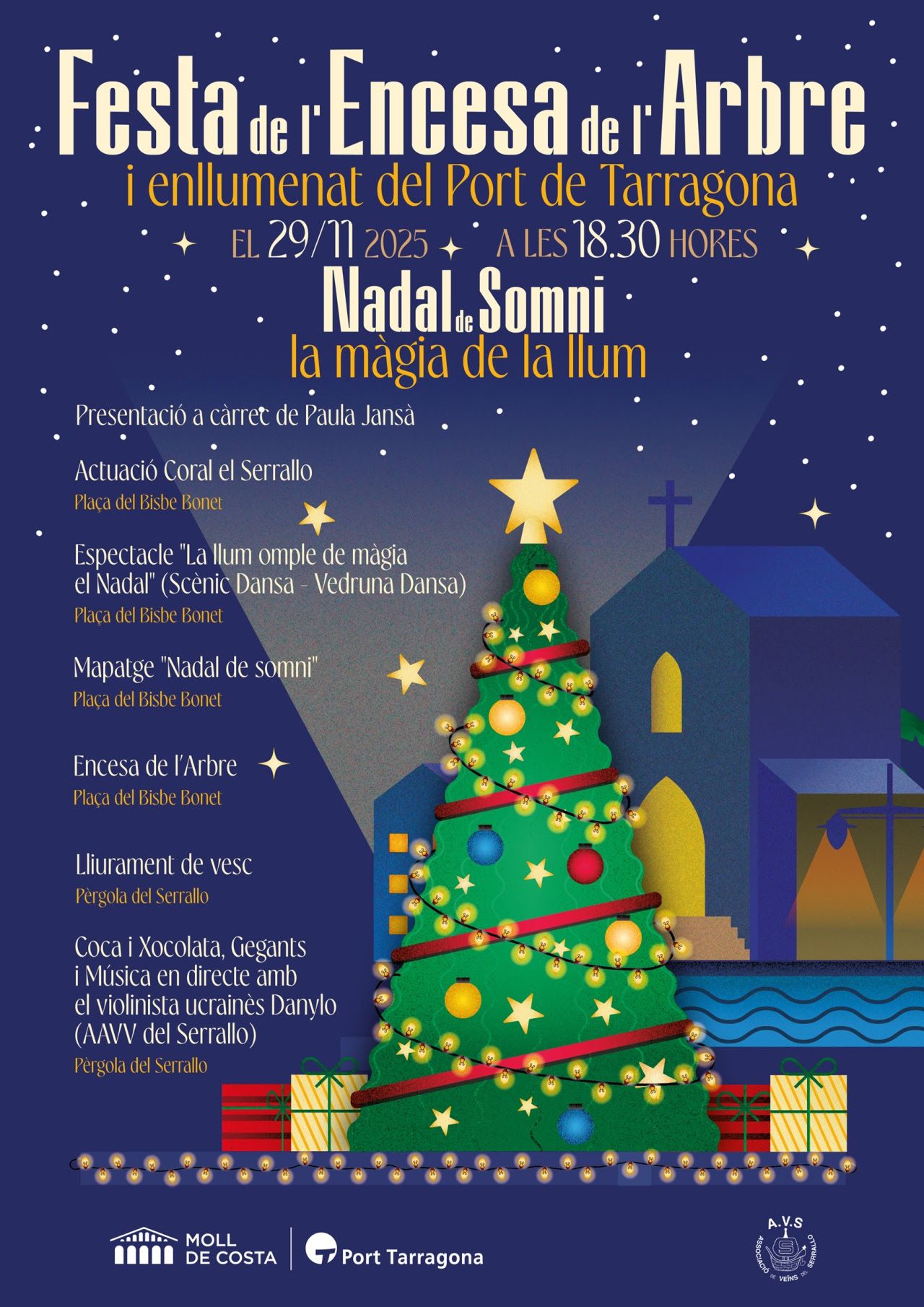 Cartell de l'Encesa de l'Arbre i l'Enllumenat de Nadal del Port de Tarragona