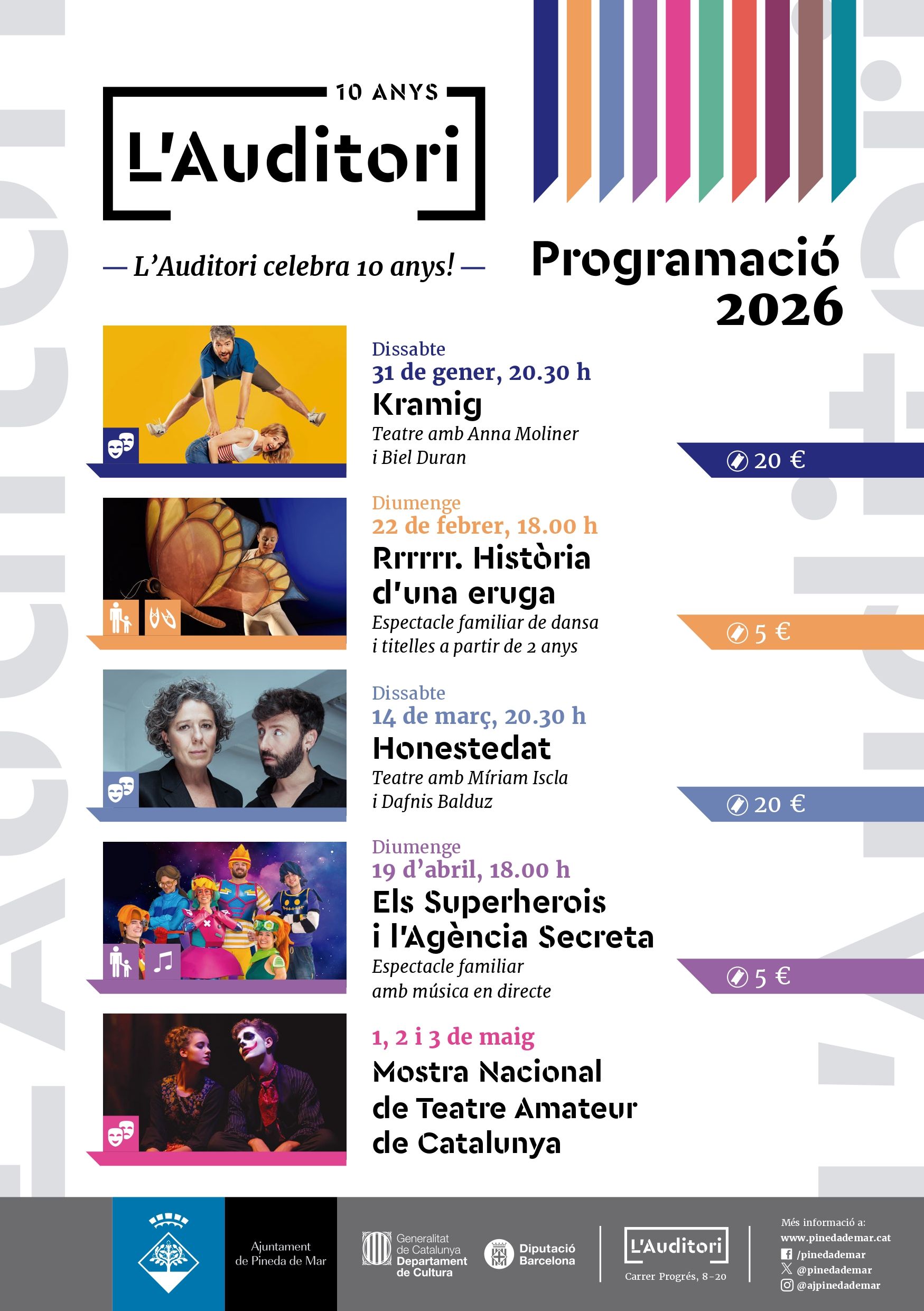 Programació 2026 de l'Auditori de Pineda de Mar