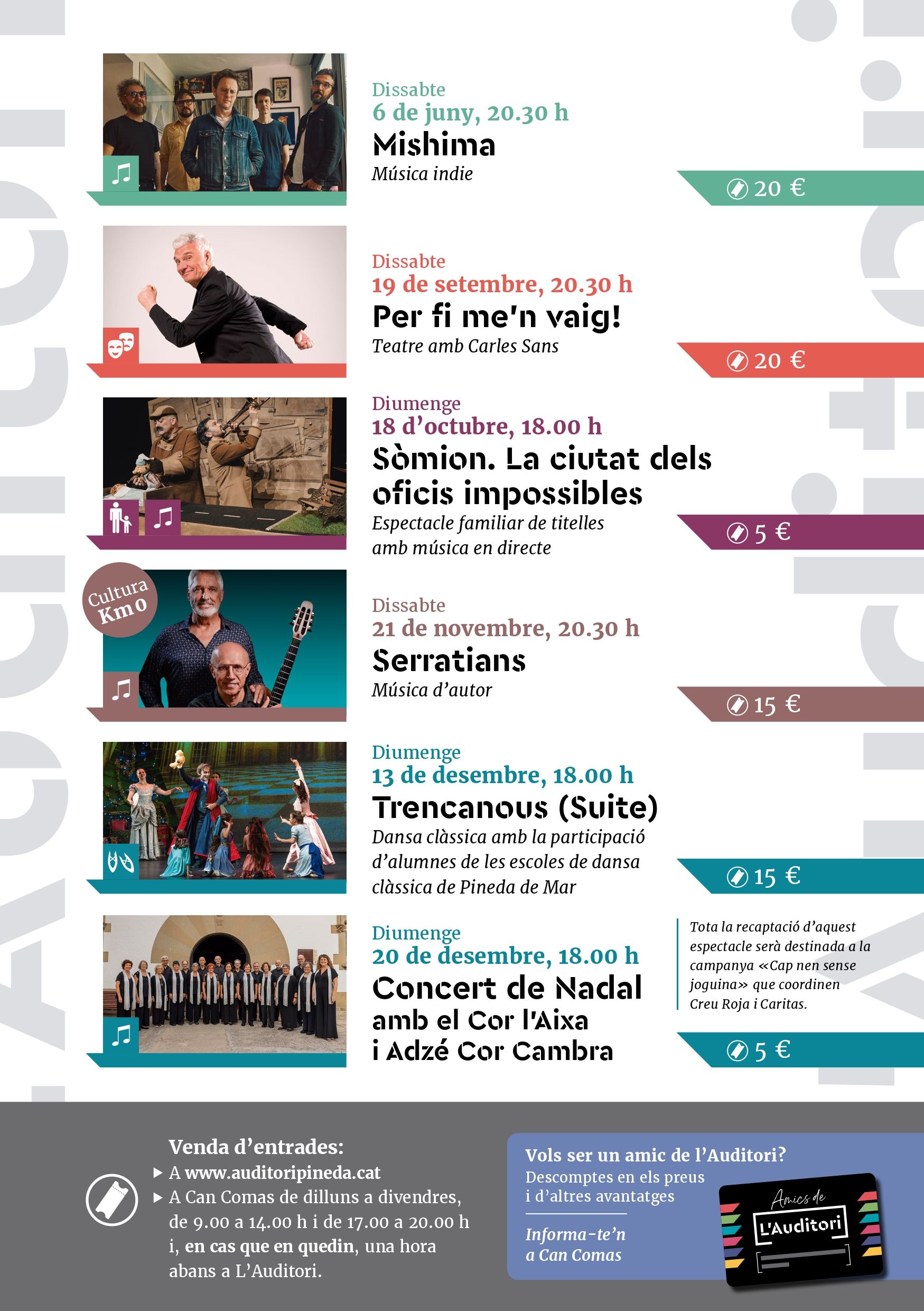 Programació 2026 de l'Auditori de Pineda de Mar 2