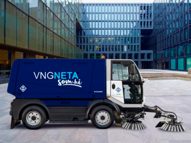 Simulació de l'aplicació de la imatge en un vehicle de neteja de Vilanova i la Geltrú