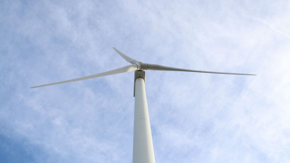 Imatge d'un molí de 64 metres, com els que s'instal·laran al Parc Eòlic del Baix Ebre