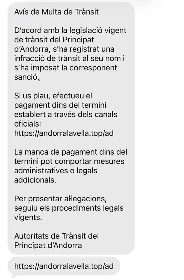 Estafa de presumpta multa de trànsit a Andorra la Vella