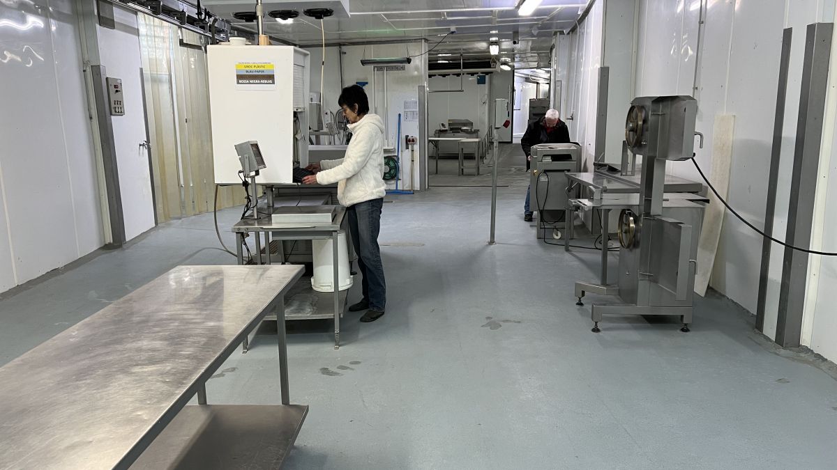 Victòria Roig, fins ara administrativa i ajudant de gerència de Mafriseu, en una de les sales de l'escorxador de la Seu d'Urgell