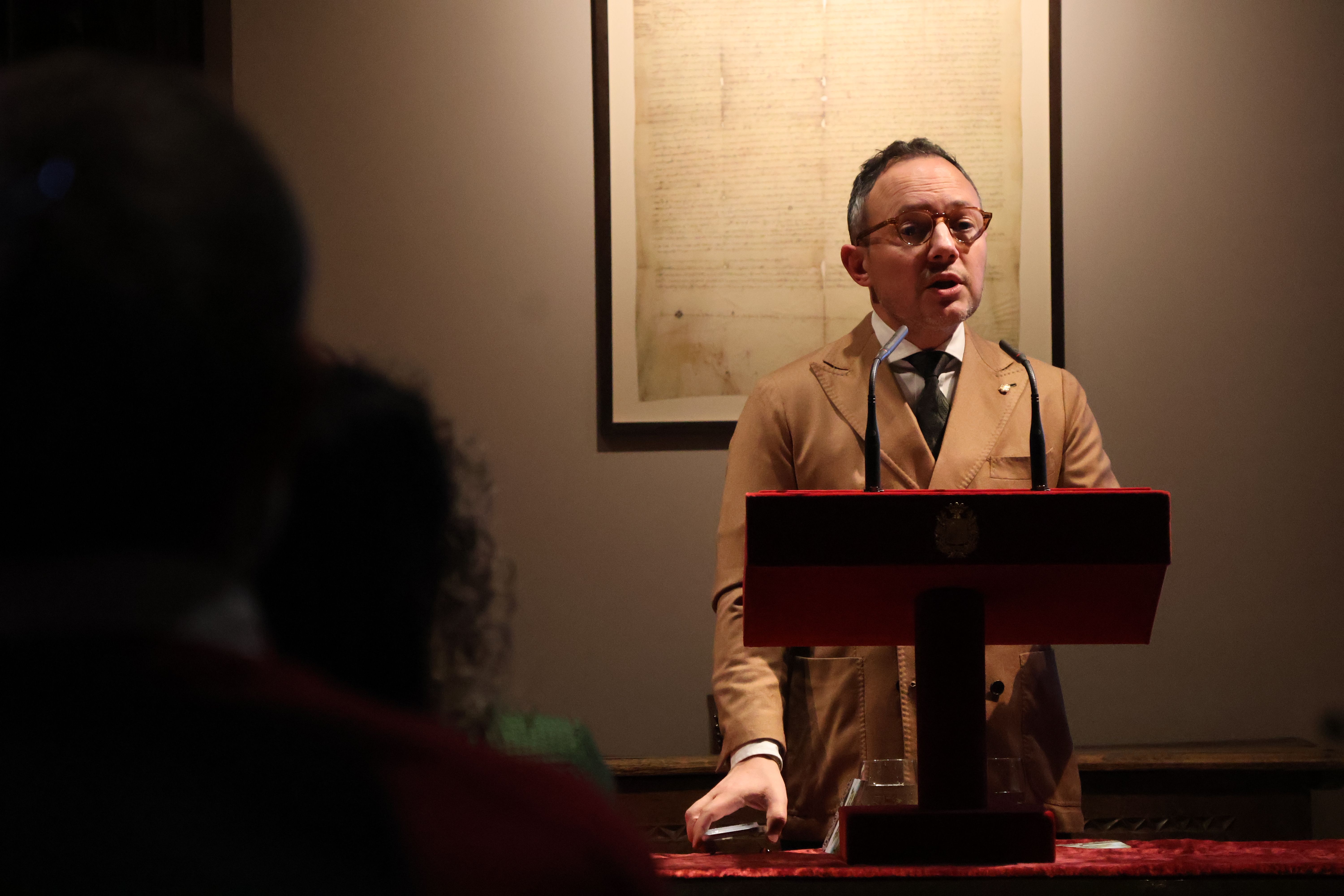 El cap de Govern, Xavier Espot, durant l'acte de presentació de la candidatura transaccional per la Unesco | FOTO: I.M. (ANA)