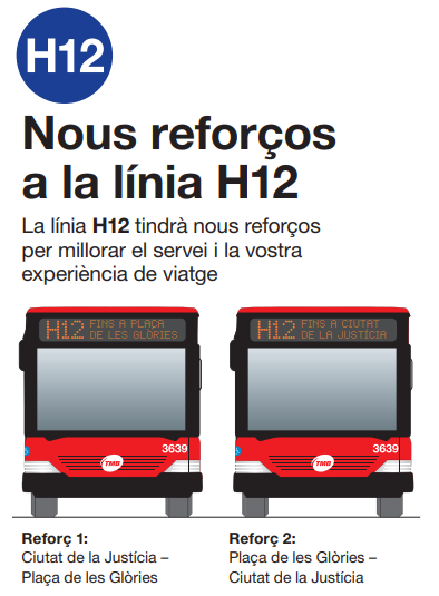 Reforços de la línia H12 de bus a Barcelona 1