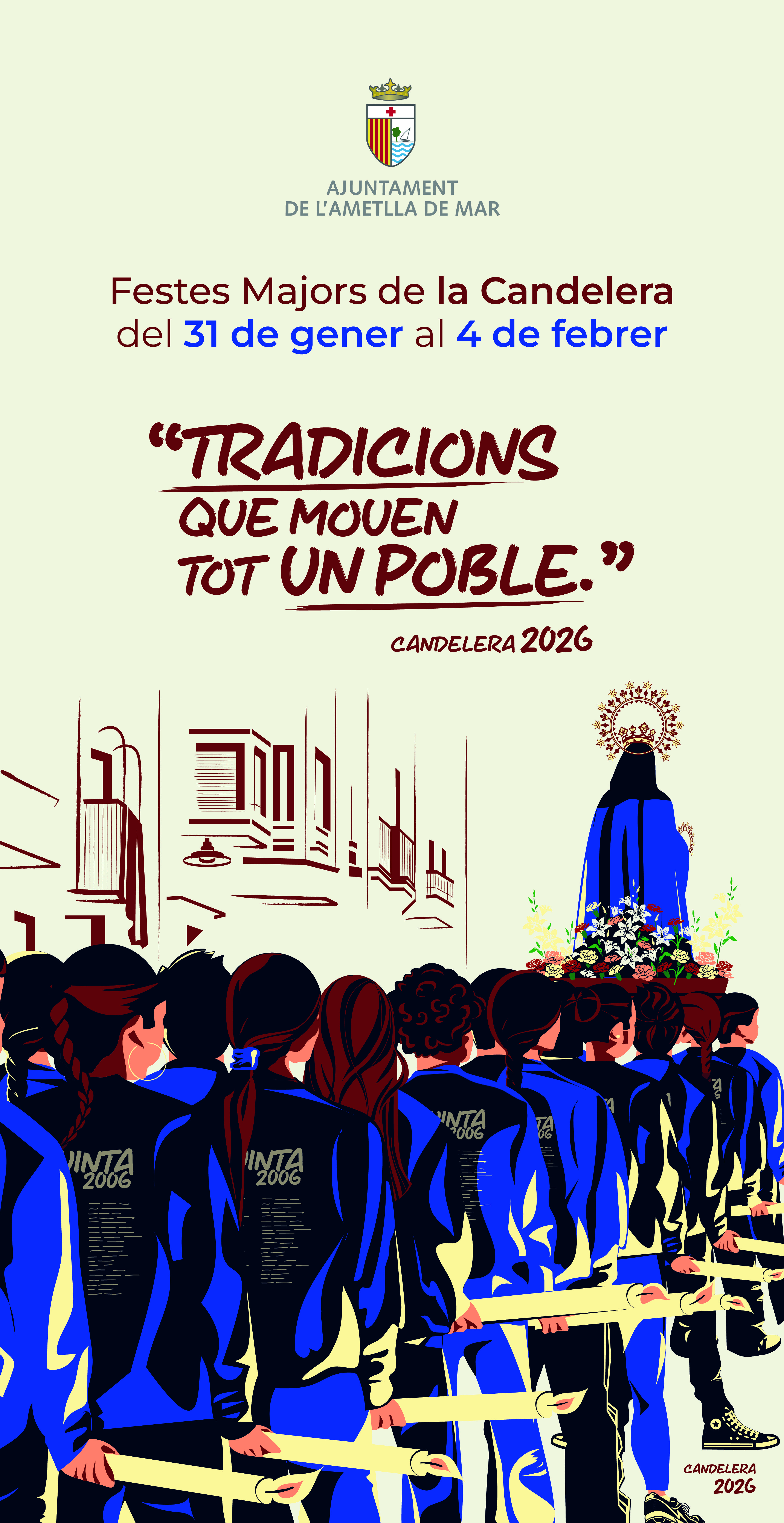 Cartell de la Festa Major en honor a la Mare de Déu de la Candelera de l'Ametlla de Mar