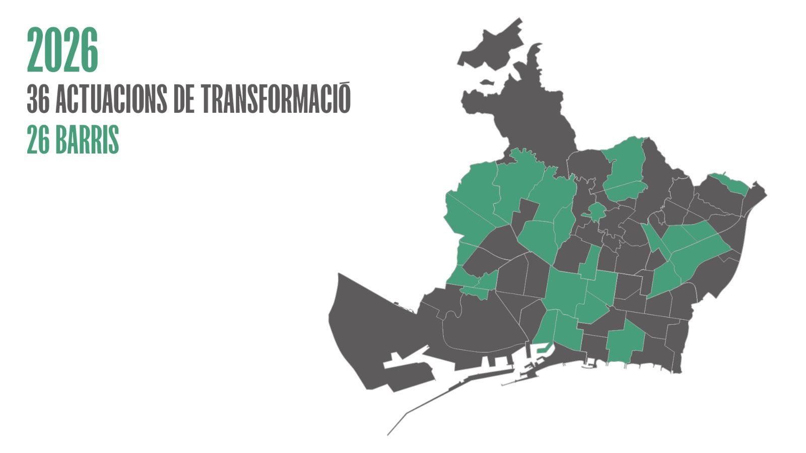 Actuacions de transformació el 2026 a 28 barris de Barcelona
