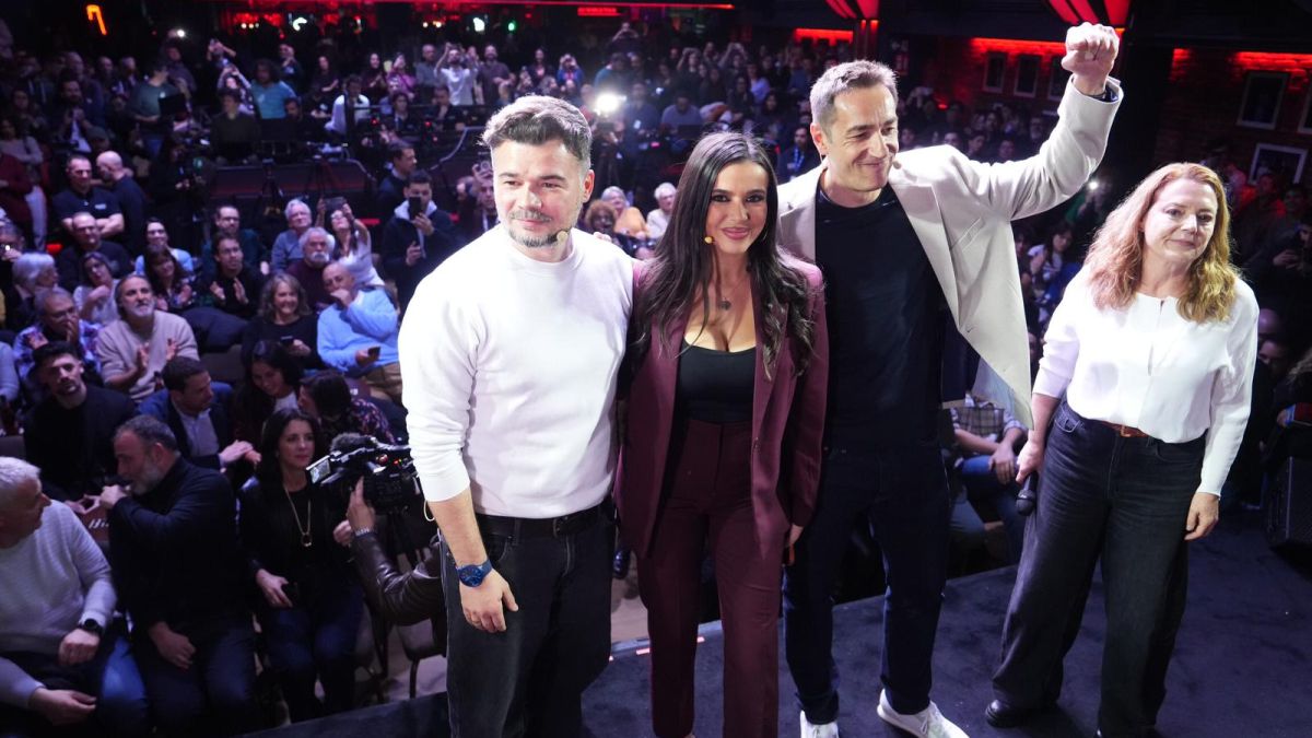 Gabriel Rufián, Sara Santaolalla i Emilio Delgado