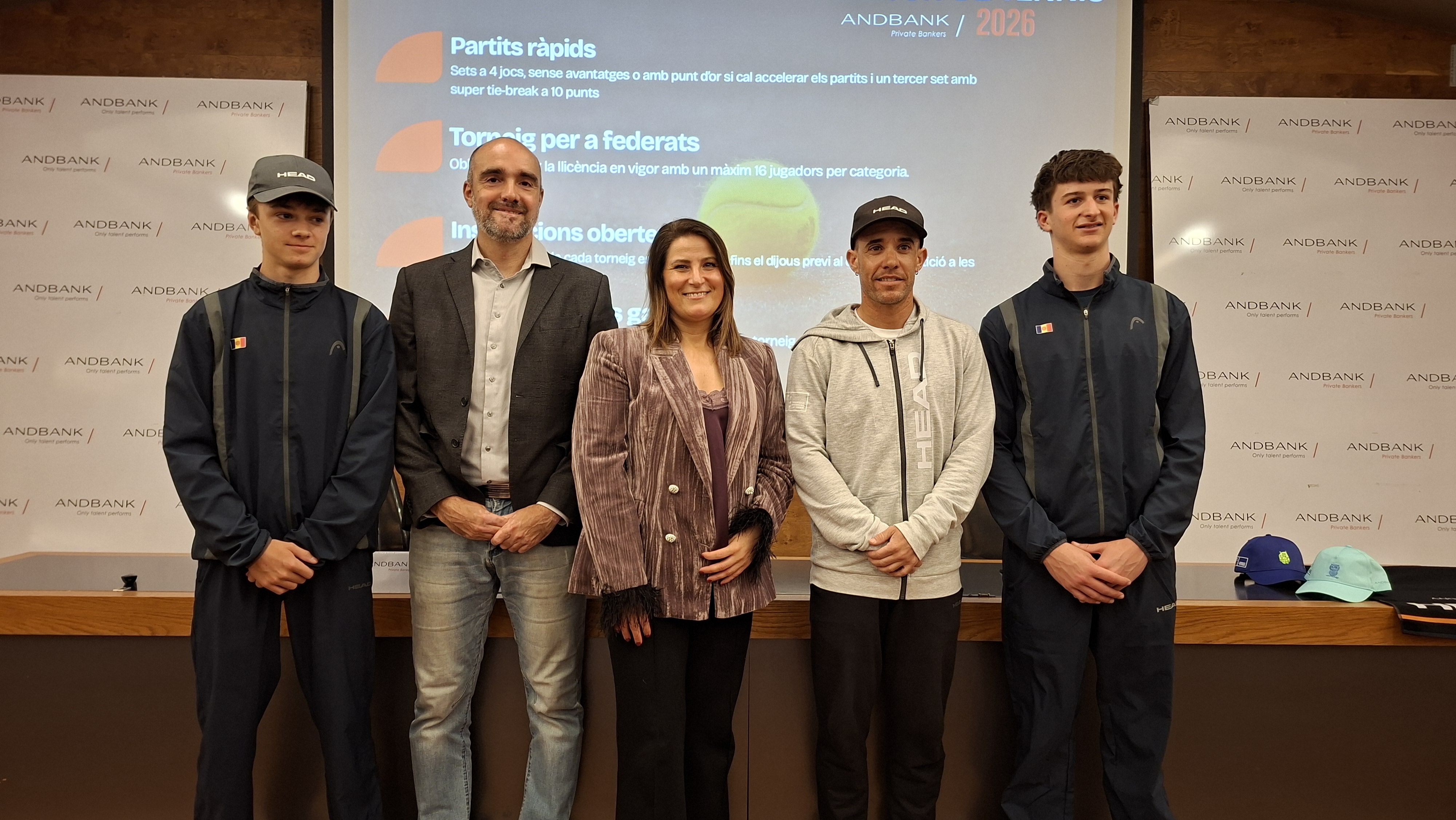 La presentació del conveni entre la Federació Andorrana de Tennis i Andbank | FOTO: R.S. (ANA)