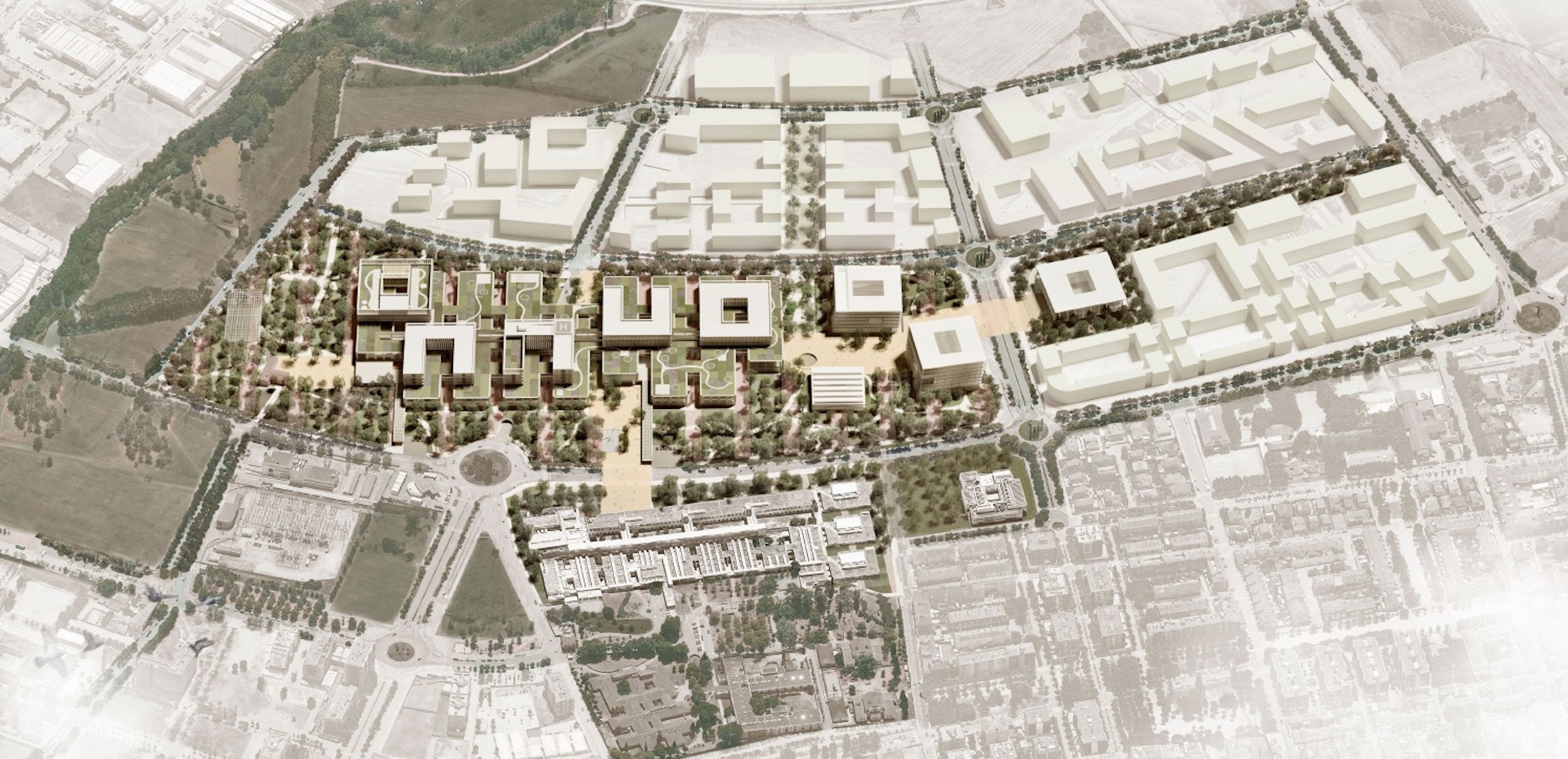 Vista aèria en 3D del futur Campus de Salut de la regió sanitària de Girona