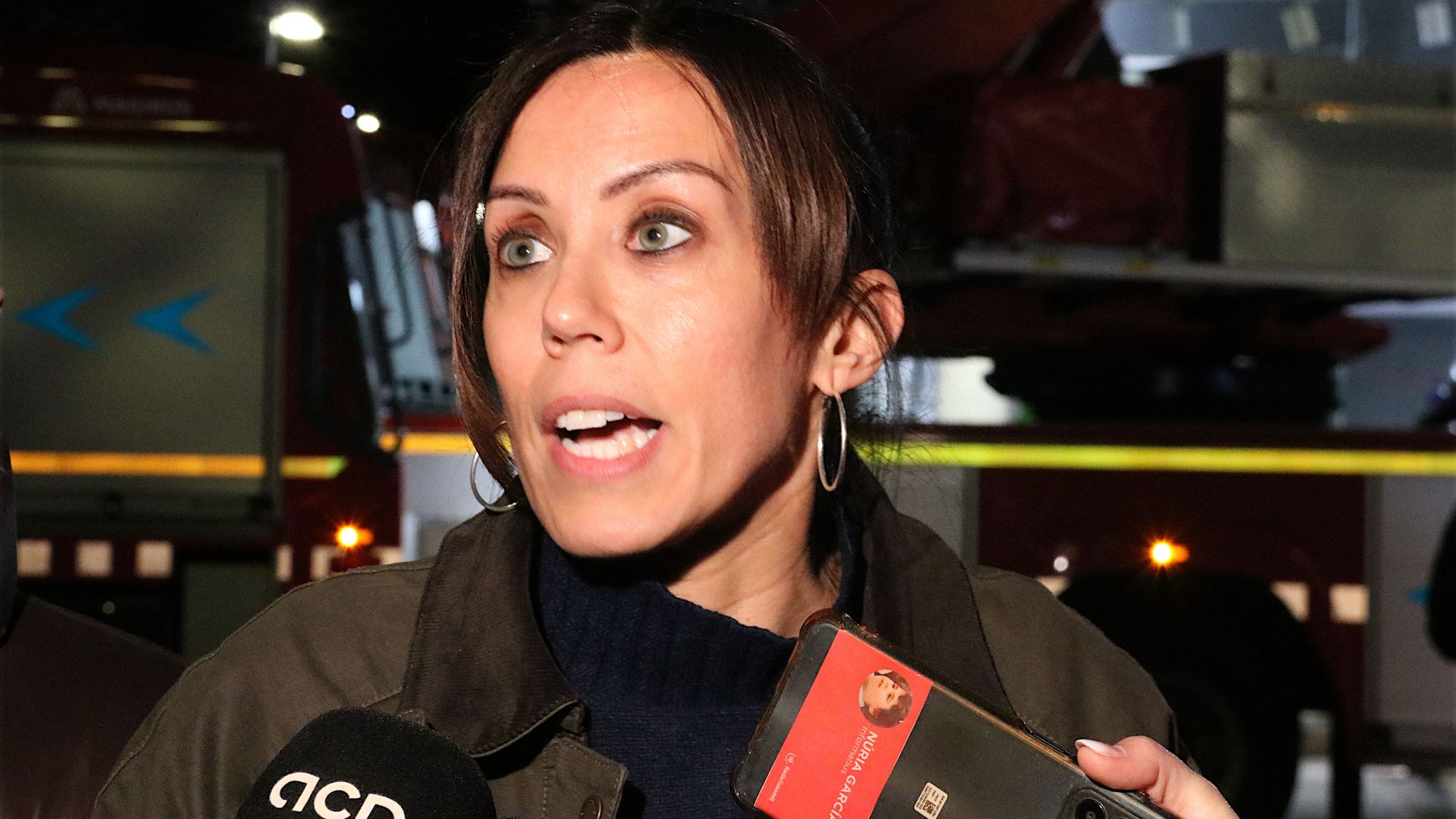 Marta Farrés, alcaldessa de Sabadell, en una atenció als mitjans