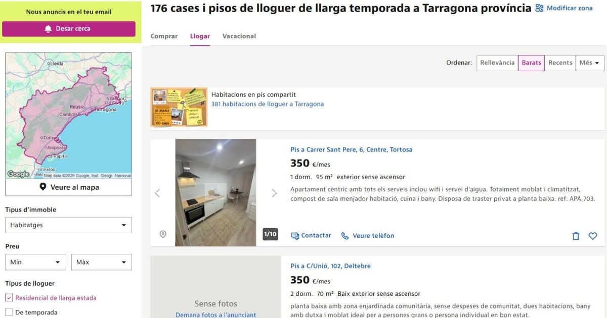 Dades d'Idealista per lloguer a la província de Tarragona