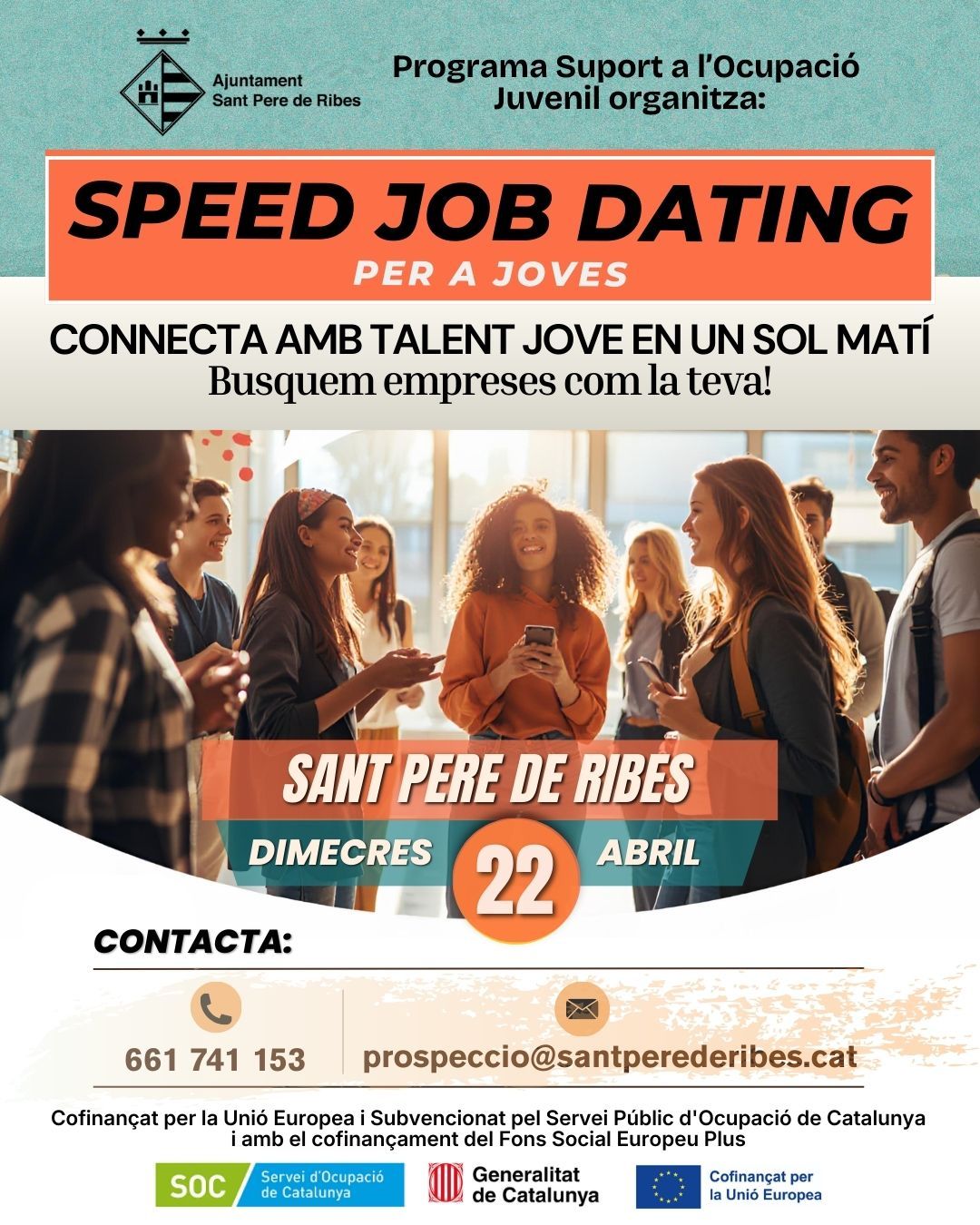 Cartell de l'Speed Job Dating per a Joves 2026 de Sant Pere de Ribes