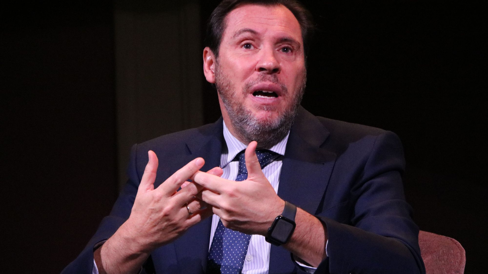 El ministre de Transports, Óscar Puente, aquest dilluns en un acte de l'Ateneo de Madrid