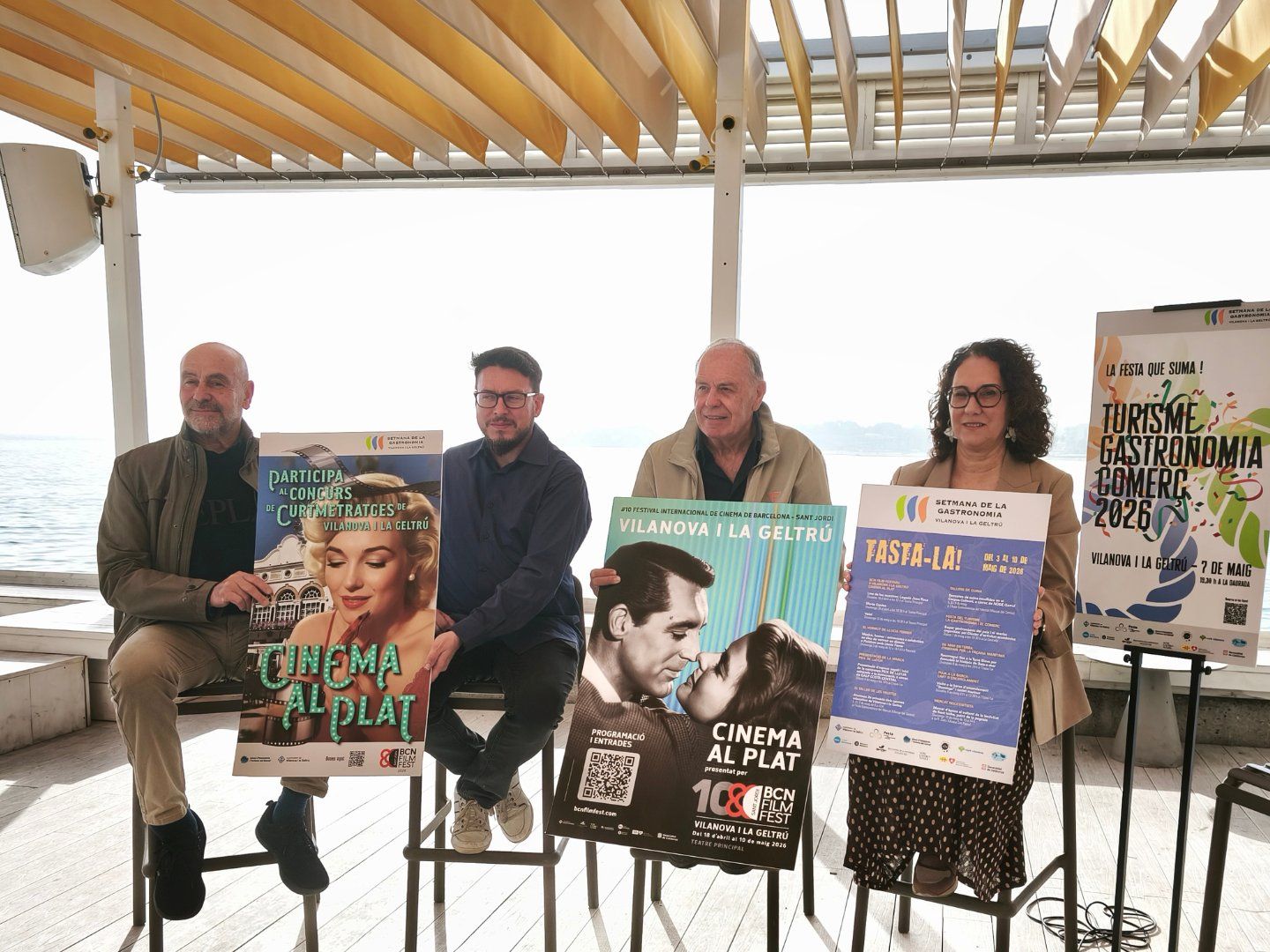 Els presidents de les tres entitats integrants del Clúster de Desenvolupament Econòmic i la regidorade Promoció Econòmica de Vilanova i la Geltrú